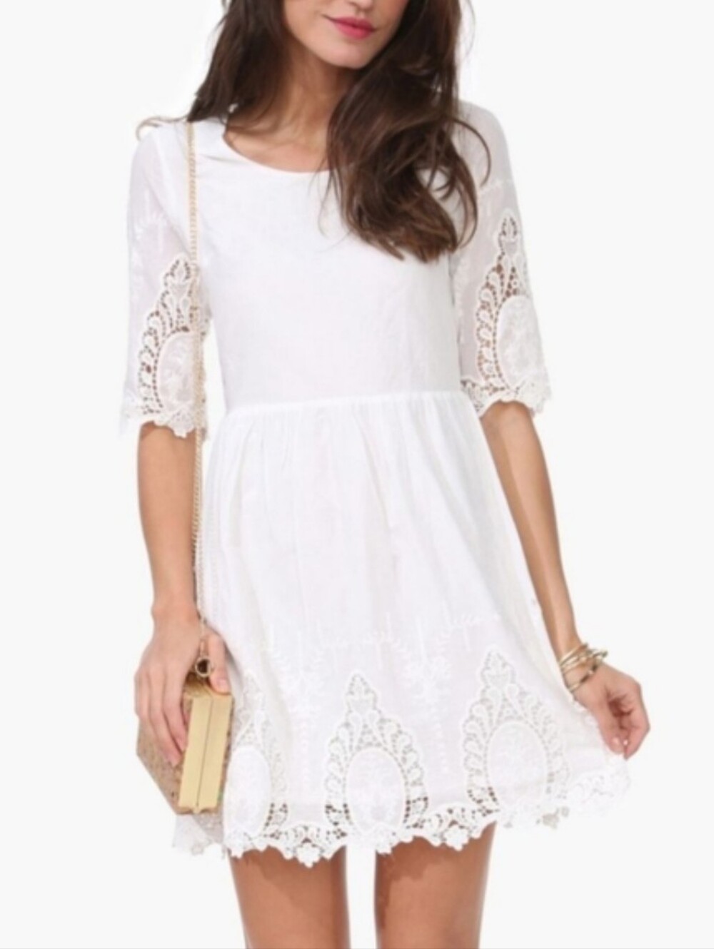 Ellison white lazer cut lace mini dress